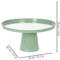 Artikel Groene ronde metalen siertafel, 40 cm diameter, met hoge rand.