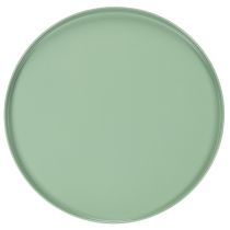 Artikel Groene ronde metalen siertafel, 40 cm diameter, met hoge rand.