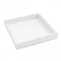 Decoratief dienblad wit vierkant houten tafeldecoratie vintage 19×19cm