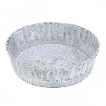 Biscuitvormig metalen bord, rond decoratief dienblad, tafeldecoratie gewassen wit Ø14cm H4cm