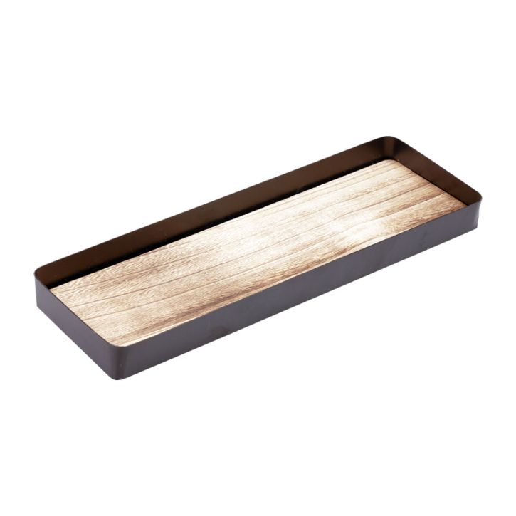 Decoratief dienblad metaal hout metalen dienblad houten voet 34,5×11×3cm