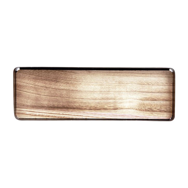 Decoratief dienblad metaal hout metalen dienblad houten voet 34,5×11×3cm