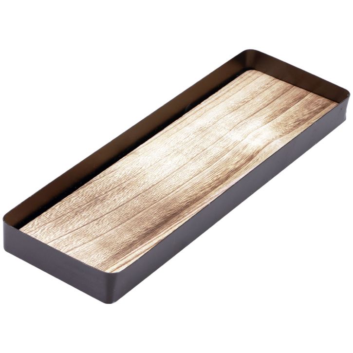 Artikel Decoratief dienblad metaal hout metalen dienblad houten voet 40x13x3cm