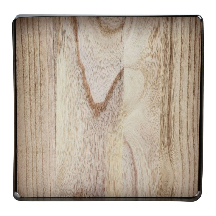 Artikel Decoratief dienblad metaal hout vierkant naturel zwart 25,5×25,5×4cm