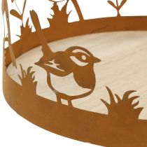 Artikel Decoratief dienblad, tafeldecoraties met vogels, lentedecoratie patina Ø20cm H8.5cm