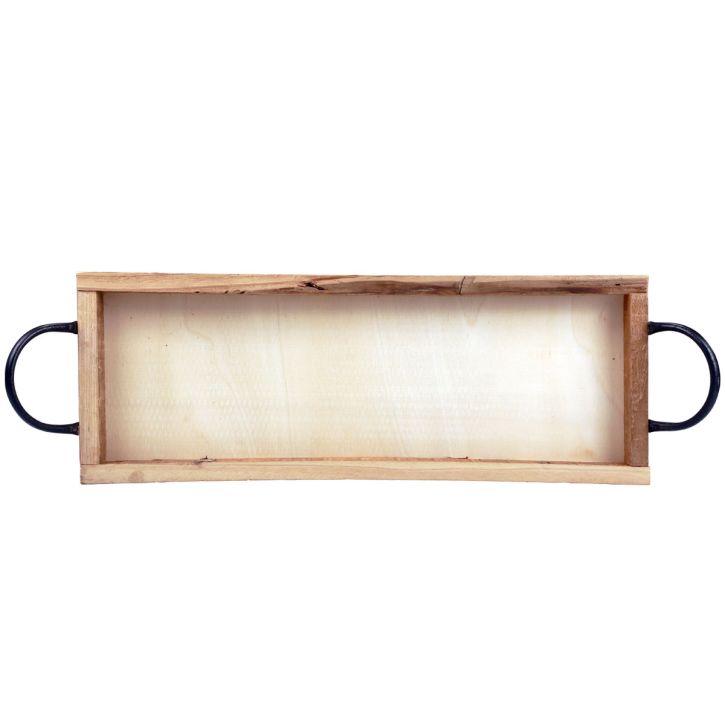 Houten dienblad met handgrepen, decoratief dienblad, langwerpig, naturel, 50×19×3cm