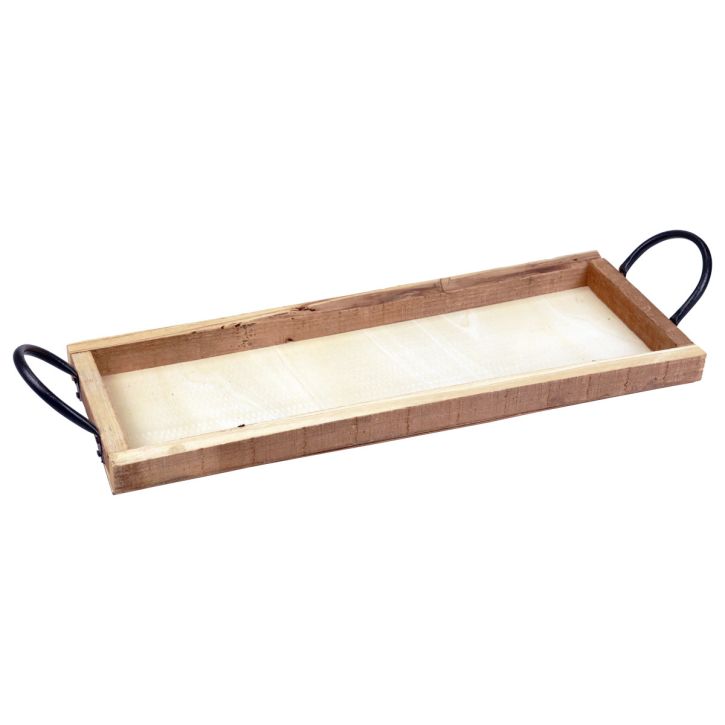Artikel Houten dienblad met handgrepen, decoratief dienblad, langwerpig, naturel, 50×19×3cm