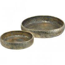 Oosterse metalen schaal, sierschaal voor opplant Golden, antiek look Ø49/38cm, set van 2