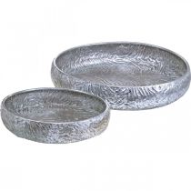 Sierschaal zilver rond antiek look metaal Ø50 / 38cm set van 2