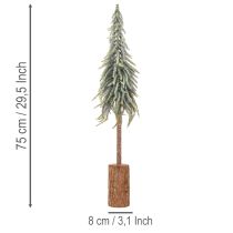 Artikel Kunstmatige kerstboom, met ijslaag, decoratieve boom op een houten voet voor winterdecoratie en kerst, 75 cm