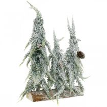 Dennenbomen met sneeuw, adventsdecoratie, winterbos L16.5cm H28cm