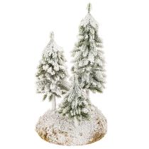 Artikel Met sneeuw bedekte sparren, kunstmatig winterlandschap voor kerstdorp en tafeldecoratie, 29 cm