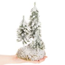 Artikel Met sneeuw bedekte sparren, kunstmatig winterlandschap voor kerstdorp en tafeldecoratie, 29 cm