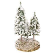 Artikel Met sneeuw bedekte sparren, kunstmatig winterlandschap voor kerstdorp en tafeldecoratie, 29 cm