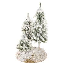 Artikel Met sneeuw bedekte sparren, kunstmatig winterlandschap voor kerstdorp en tafeldecoratie, 29 cm