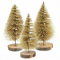 Artikel Mini dennenboom tafeldecoratie goud Kerstdecoratie H7cm 6st