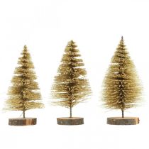 Artikel Mini dennenboom tafeldecoratie goud Kerstdecoratie H7cm 6st