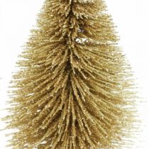 Mini dennenboom tafeldecoratie goud Kerstdecoratie H7cm 6st