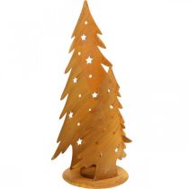 Artikel Lantaarn kerstbomen, metalen decoratie in patina, Kerstmis H46cm B25.5cm