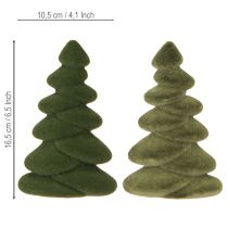 Artikel Kerstboom tafeldecoratie gevlokte dennen groen 16,5cm 4 stuks