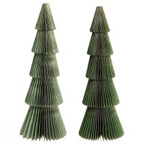 Artikel Kerstboom honingraatpapier Kerstgroen goud H30cm 2 stuks