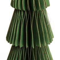Artikel Kerstboom honingraatpapier Kerstgroen goud H30cm 2 stuks