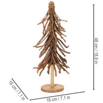 Artikel Kerstboom gemaakt van wilgentakken op een houten voet, 48 cm