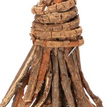 Artikel Kerstboom gemaakt van wilgentakken op een houten voet, 48 cm