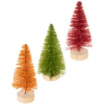 Artikel Kunstkerstboom met houten voet, klein, 16 cm, 6 stuks