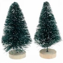 Mini spar besneeuwd, winterdecoratie, kerstboom H9.5cm Ø5cm 2st