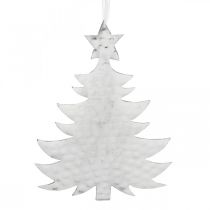 Kerstboomhanger, adventsdecoratie, metalen decoratie voor Kerstmis, zilver 20,5 × 15,5 cm