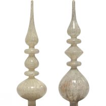 Artikel Kerstboomtopper Kerstboomtopper glas wit glas zilver 34cm