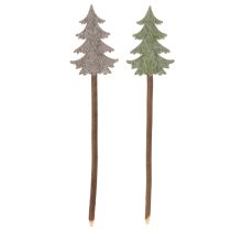 Artikel Decoratieve kerstboom op een stokje voor bloempotten en hoge bloemstukken, 45 cm, 6 stuks