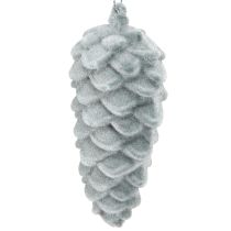 Artikel Dennenappels decoratieve kegels grijs gevlokt 11,5cm 6 stuks