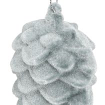 Artikel Dennenappels decoratieve kegels grijs gevlokt 11,5cm 6 stuks