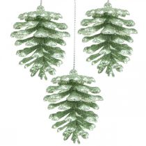 Artikel Kerstboomversiering deco kegels glitter mint H7cm 6st