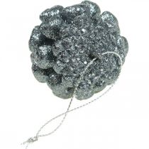 Artikel Kerstboomversiering deco kegels glitter antraciet H7cm 6 stuks