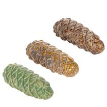 Artikel Keramische dennenappeldecoratie, tafeldecoratie, herfst, 14 cm, 3 stuks