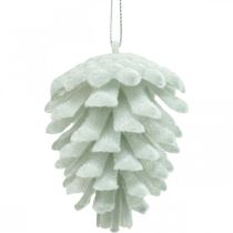 Artikel Dennenappels decoratieve kegels om op te hangen wit 7cm 6 stuks