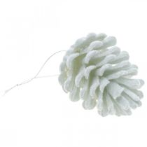 Artikel Dennenappels decoratieve kegels om op te hangen wit 7cm 6 stuks