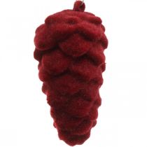 Artikel Decoratieve kegels geflockt, herfstdecoratie, dennenappels rood, Advent H8,5cm Ø4,5cm 8 stuks