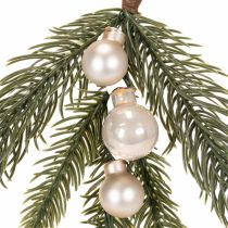 Artikel Kunstmatige dennentak met witte mini-kerstballen, 46 cm, 2 stuks