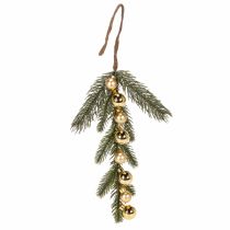 Artikel Kunstmatige dennentak met goudkleurige mini-kerstballen, 46 cm, 2 stuks