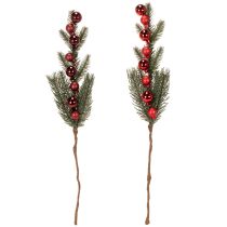 Artikel Kunstmatige dennentak met kerstballen, 48 cm, 2 stuks
