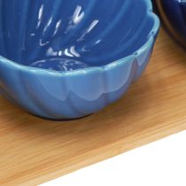 Artikel Tapasset met keramiek kommen op dienblad blauw en wit 40×10cm