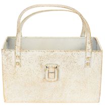 Artikel Metalen tas, decoratieve verpakking, rechthoekig, 26 cm, goudkleurig