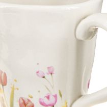 Artikel Keramische plantenpot met bloemenmotief voor een nostalgische lentedecoratie, voor plantenliefhebbers, 10,5 cm