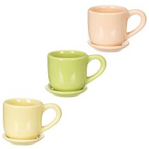 Artikel Koffiekopje, decoratieve tafeldecoratie voor een stijlvolle kamerinrichting met planten, 11 cm, 3 stuks