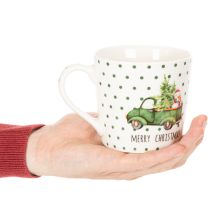 Artikel Koffiemok Merry Christmas Kerstautomotief keramische mok 10 cm 2 stuks