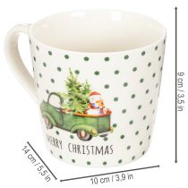 Artikel Koffiemok Merry Christmas Kerstautomotief keramische mok 10 cm 2 stuks